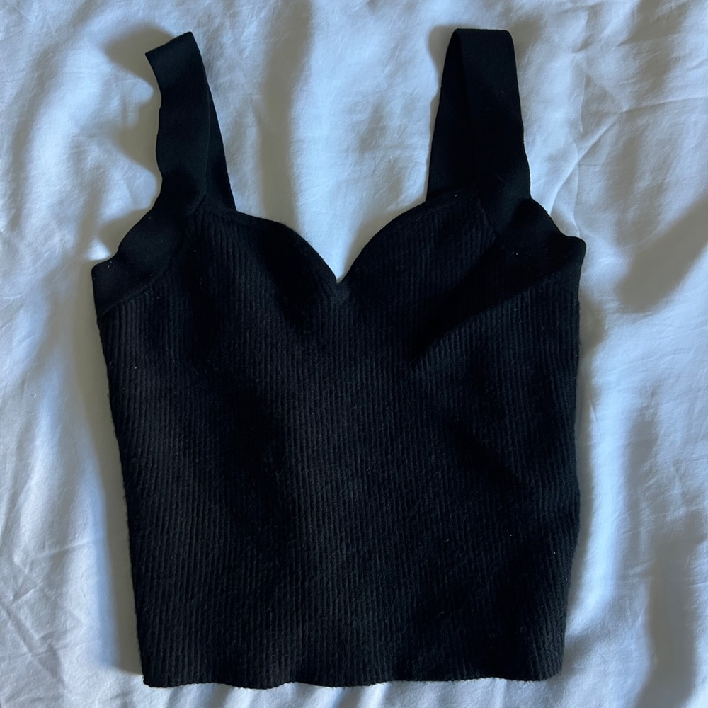 A&F Ribbed Sweetheart Cropped Sweater Top